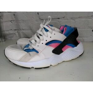 Nike Girls Huarache Run Sneakers White Blue Pink 654275-104 Lace Up Low Shoes 7y